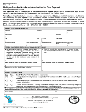 Michigan Promise Scholarship Final Payment Application