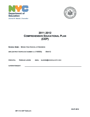 Comprehensive Educational Plan Template