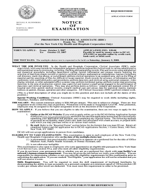 Fillable Online Nyc Promotion To Clerical Associate Hhc - 