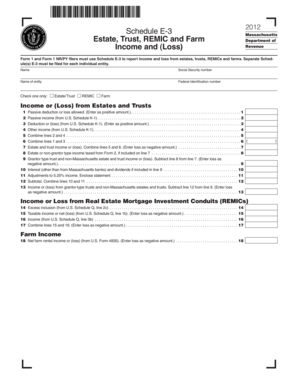 Massachusetts Schedule E-3 2012
