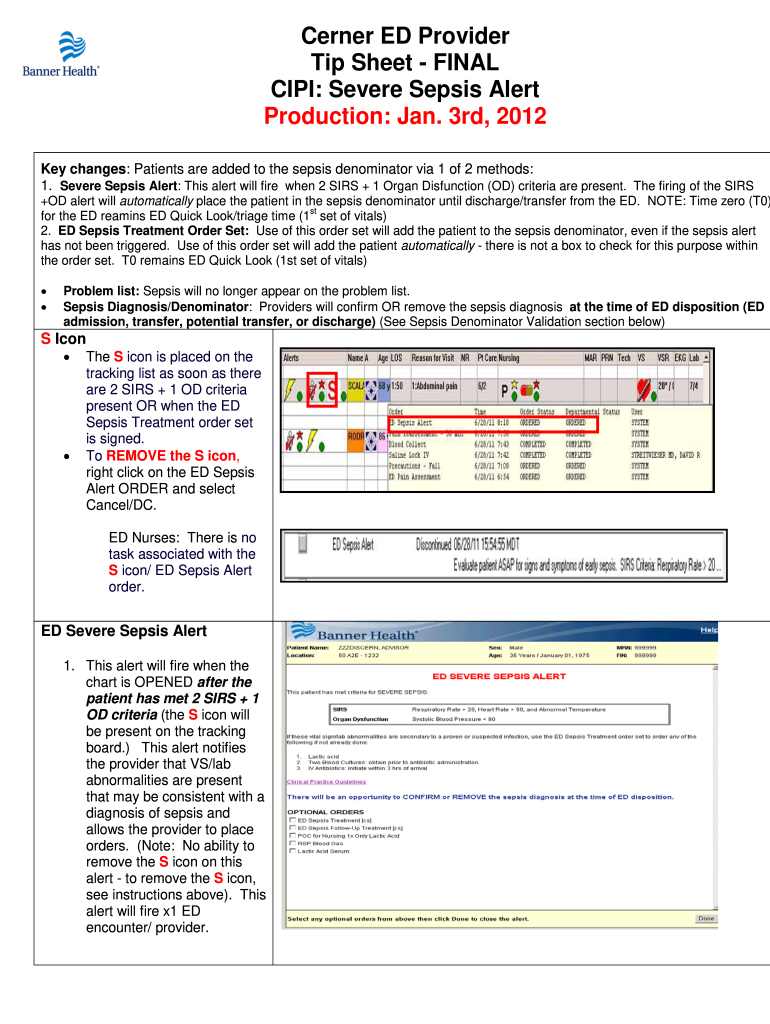 CIPI Severe Sepsis Alert 2012 Fill and Sign Printable Template