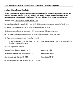 blank student checklist template