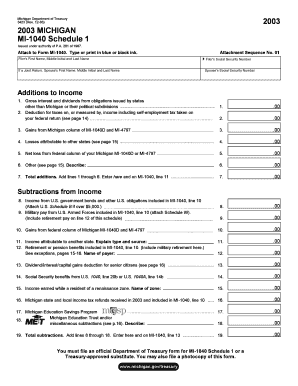 Michigan MI-1040 Schedule 1
