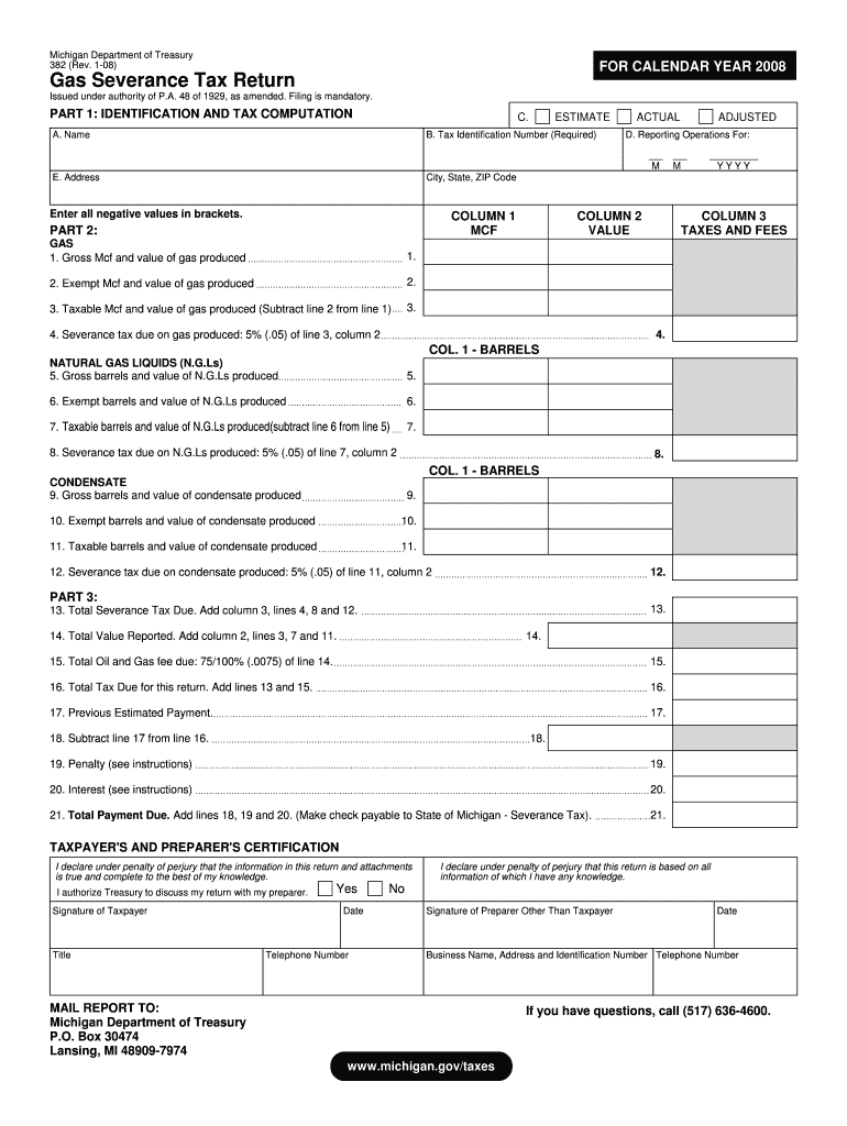 Reset Form Michigan Department of Treasury 382 (Rev - michigan Preview on Page 1