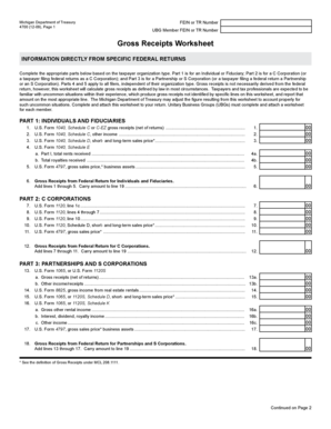 Michigan Gross Receipts Worksheet