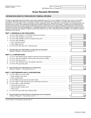Michigan Gross Receipts Worksheet