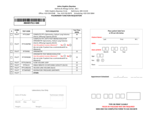 Pulmonary Function Test Requisition Form