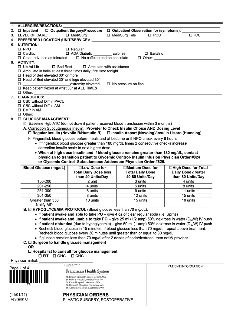 ALLERGIESREACTIONS Inpatient Outpatient SurgeryProcedure Outpatient Observation for (symptoms) LEVEL Preview on Page 1