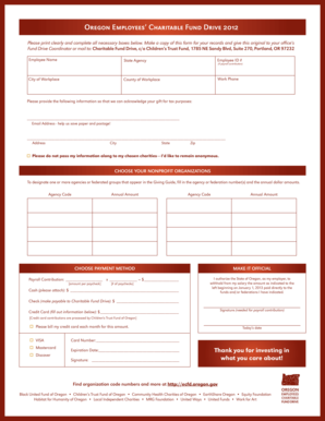 Oregon Employees’ Charitable Fund Drive Form