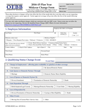Oregon Midyear Change Form