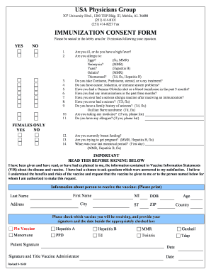 Immunization Consent Form