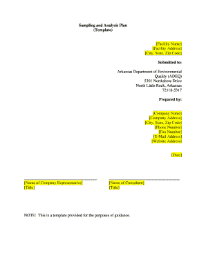 adeq sampling and analyis plan form