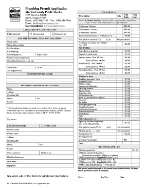 Plumbing Permit Application - Marion County Oregon - Co Marion Or ...