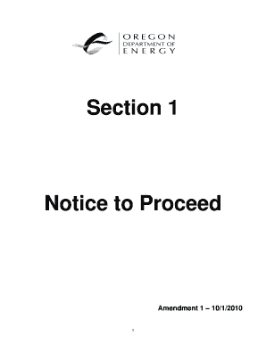 Section 1 Notice to Proceed - State of Oregon