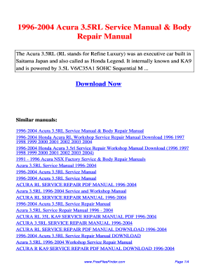 acura rl repair manual