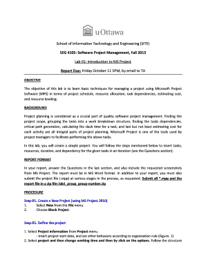 Construction project schedule - lab01 project management form