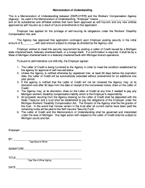 WC Letter of Credit. Letter of Credit Memorandum of Understanding - michigan