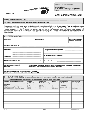 selb job application form typeable