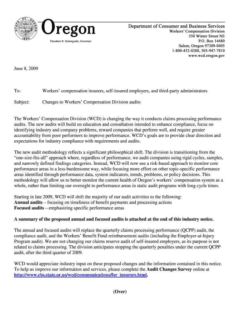 Changes to Workers' Compensation Division audits - wcd oregon Preview on Page 1