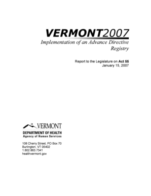 Advanced Directive leg report - Vermont Department of Health - healthvermont