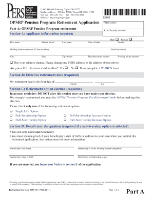 OPSRP Pension Program Retirement Application