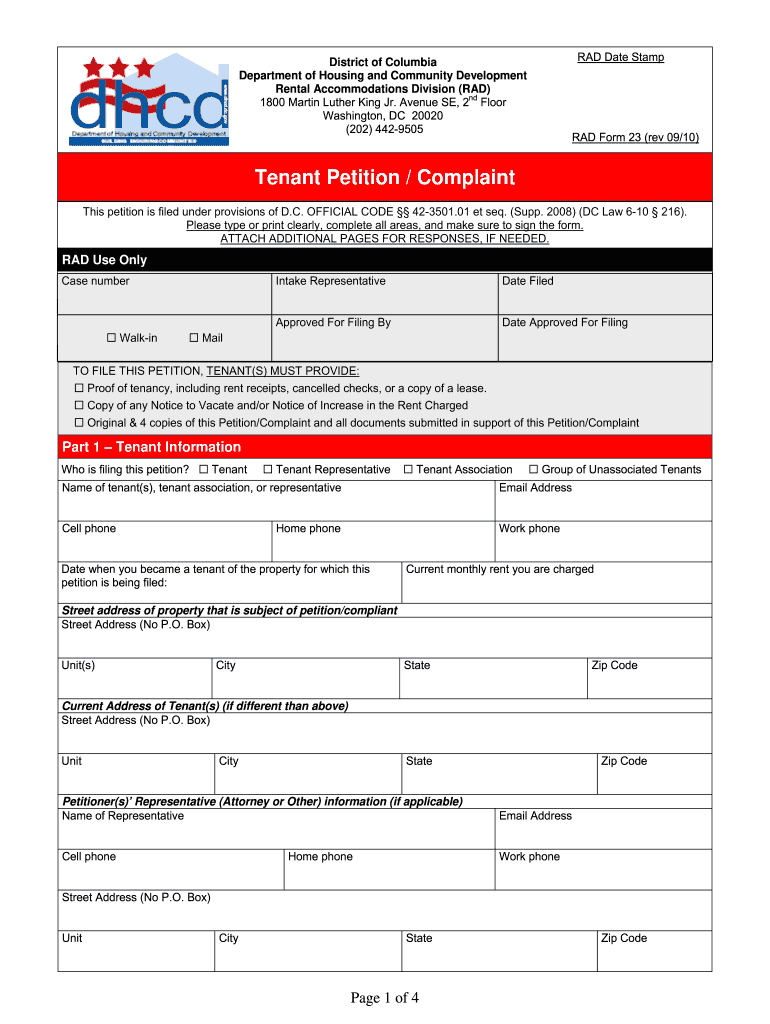 dc tenant petition Preview on Page 1