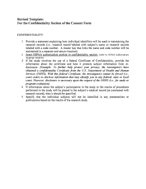 Confidentiality Section of Consent Form