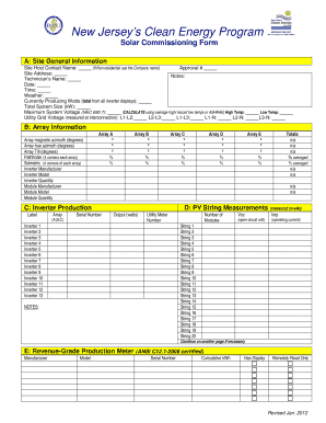 New Jersey Solar Commissioning Form