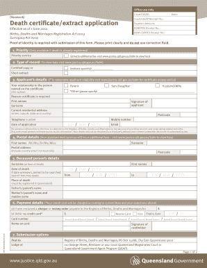 Death certificate sample - death certificate qld pdf