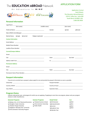 Education Abroad Network Application Form
