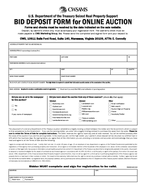US Treasury Seized Real Property Bid Deposit Form