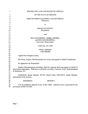 Letter of appeal sample - BEFORE THE LAND USE BOARD OF APPEALS OF THE STATE OF OREGON JOHN DEVEREUX and NORVA LEE DEVEREUX, Petitioners, vs