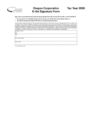 Oregon Corporation E-file Signature Form