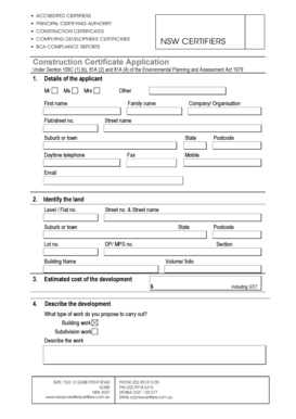 Construction Certificate Application