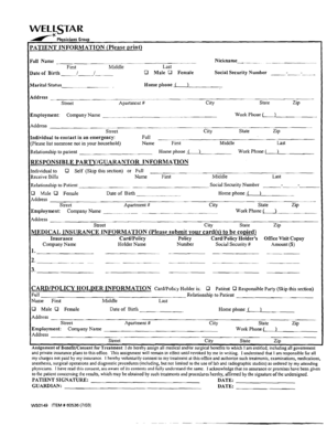 Wellstar Patient Information Form