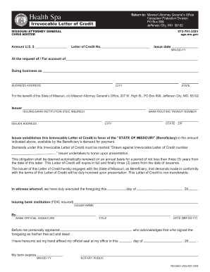 Irrevocable letter of credit form