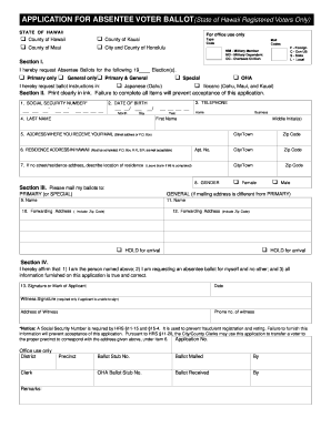Hawaii Absentee Voter Ballot Application