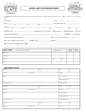 Employment Application Form