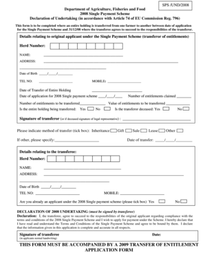 2008 Single Payment Scheme Declaration