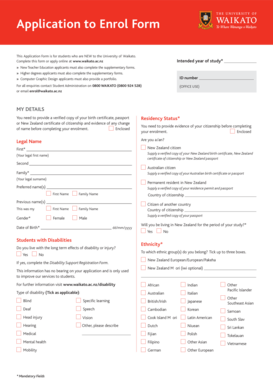 University of Waikato Application Form