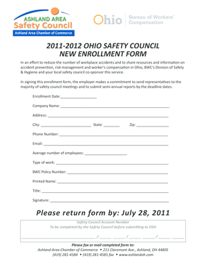 2011-2012 OHIO SAFETY COUNCIL NEW ENROLLMENT FORM