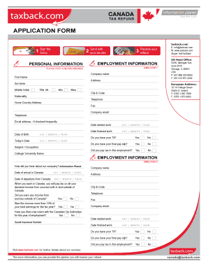 Canada Tax Refund Application Form