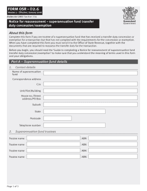 Fillable Online Osr Qld Gov Osr Qlg Transfer Duty Concession Divorce Form Fax Email Print Pdffiller