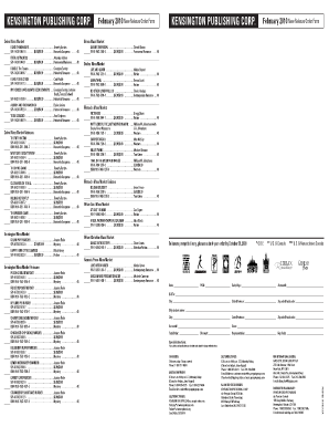 Kensington Publishing New Release Order Form