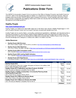 ODPHP Publications Order Form