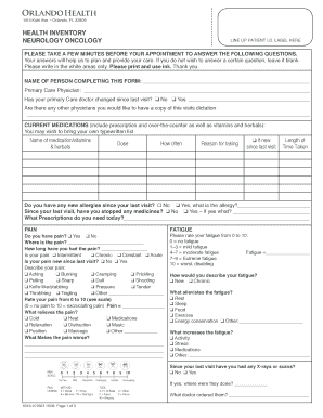 Health Inventory Form