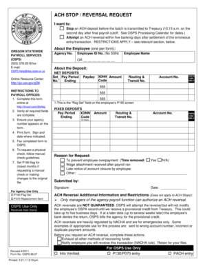 ACH Stop / Reversal Request Form