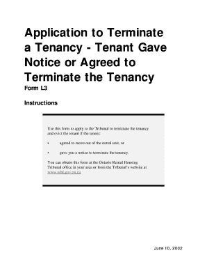 Application to Terminate a Tenancy - Form L3