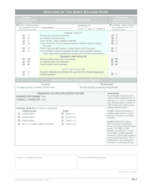 Sarcoma of the Orbit Staging Form