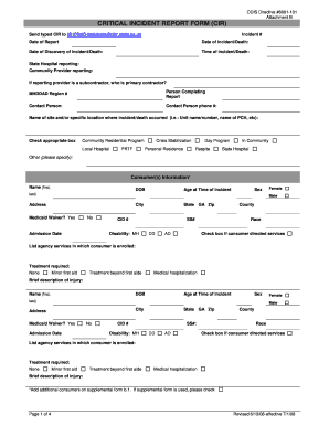 Incident report format - critical incident review template